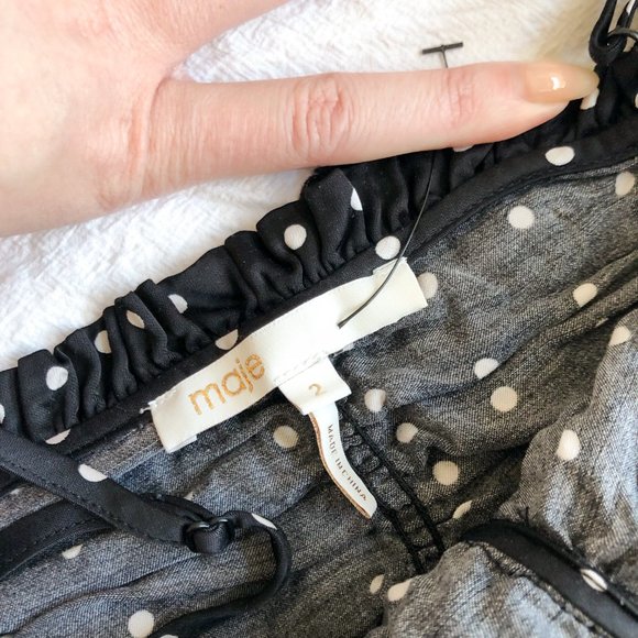 Maje Renota Polka-Dot Ruched Satin Mini Dress - Picture 6 of 10